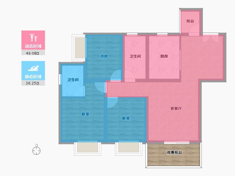 四川省-泸州市-恒正天泰仁和-81.80-户型库-动静分区