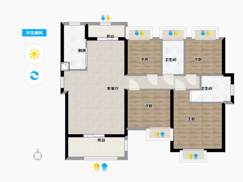 广西壮族自治区-北海市-山湖海上城-107.00-户型库-采光通风