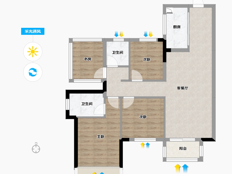 广西壮族自治区-南宁市-招商十里云裳-81.45-户型库-采光通风