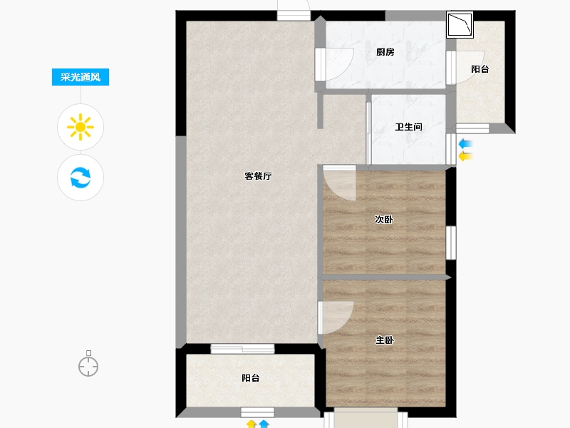 广西壮族自治区-北海市-碧桂园北海阳光-57.03-户型库-采光通风