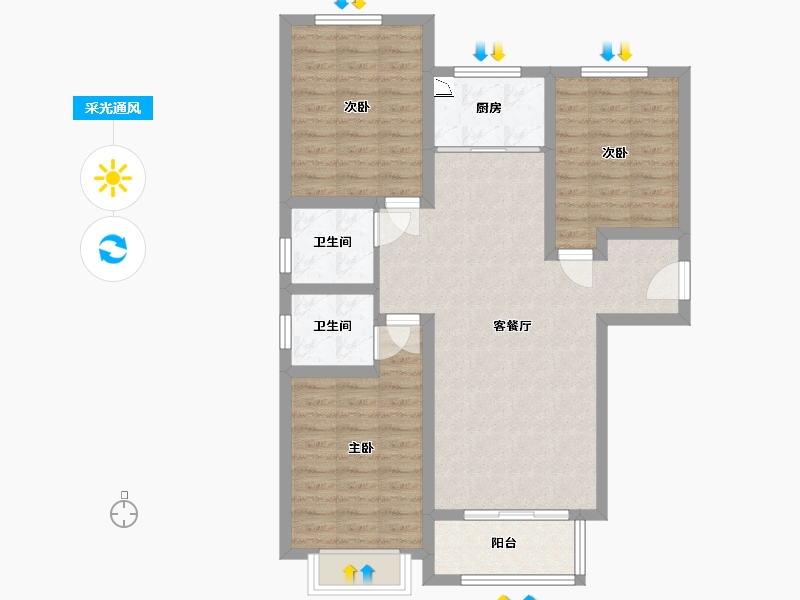 河北省-承德市-泰悦府-86.57-户型库-采光通风