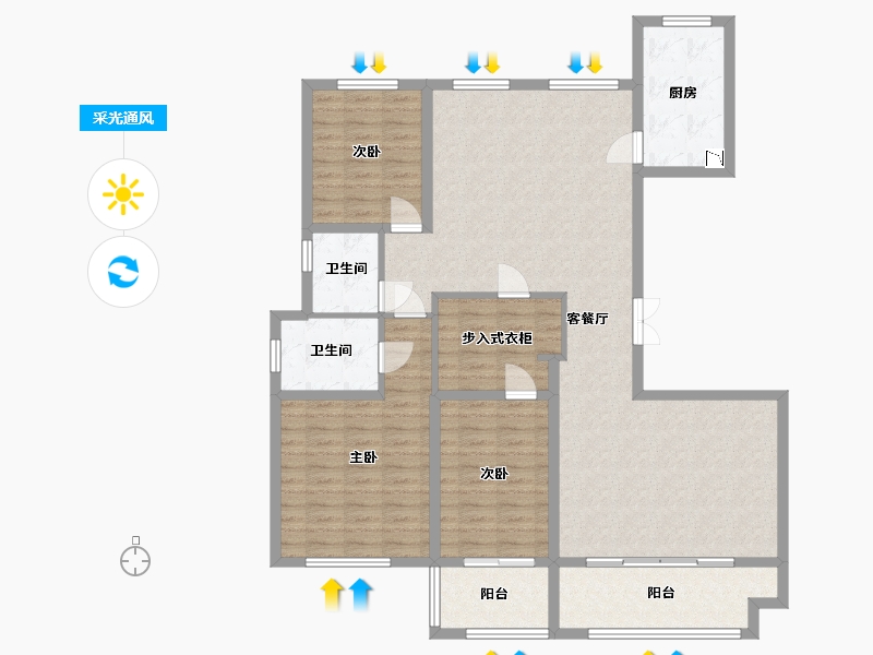 山东省-烟台市-香逸中央-129.25-户型库-采光通风