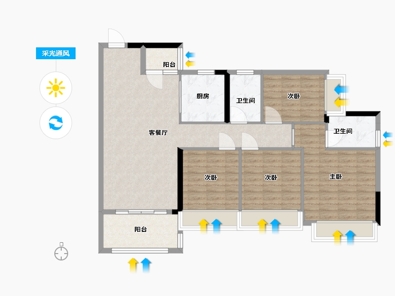 广东省-中山市-心悦湾-101.60-户型库-采光通风