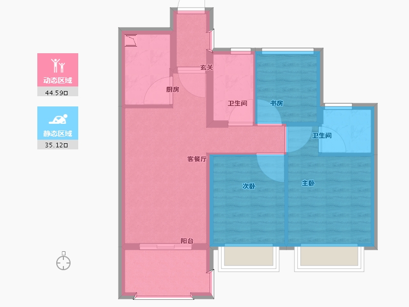 浙江省-杭州市-德信泊林春天-70.93-户型库-动静分区