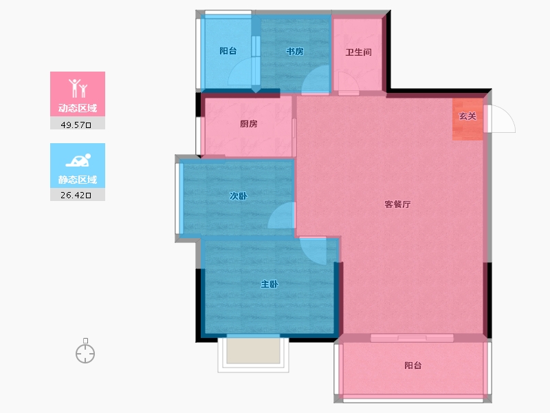 广东省-潮州市-朝晖华府-68.44-户型库-动静分区