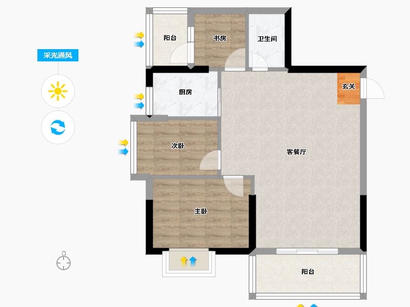 广东省-潮州市-朝晖华府-68.44-户型库-采光通风