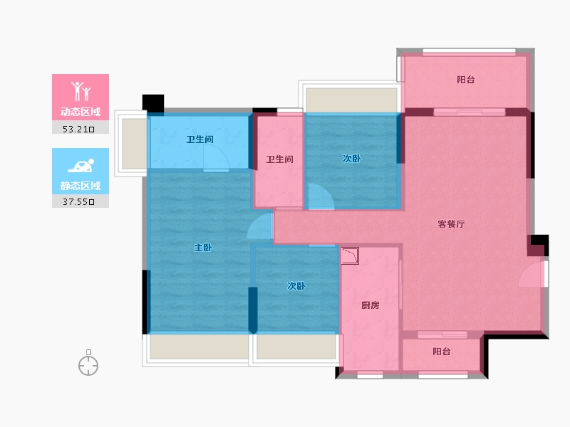 广东省-中山市-钰海美筑-81.27-户型库-动静分区