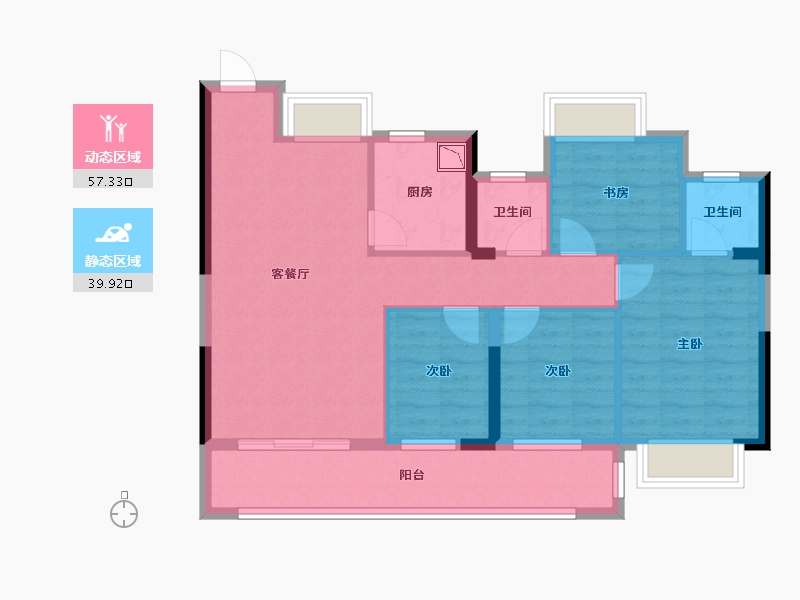 福建省-龙岩市-书华文郡-86.45-户型库-动静分区