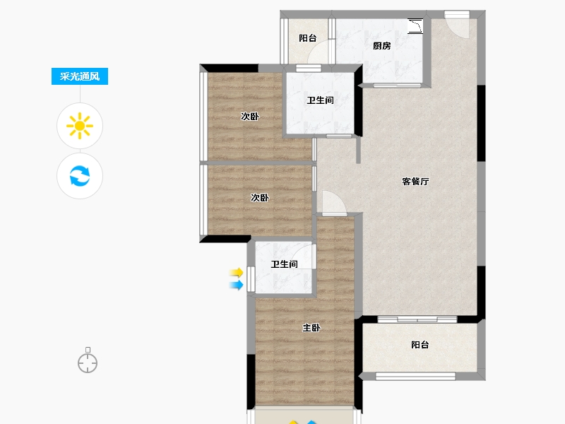 广东省-中山市-钰海美筑-83.37-户型库-采光通风