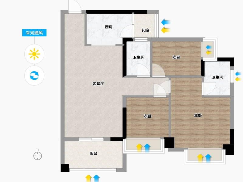 广东省-中山市-心悦湾-85.46-户型库-采光通风