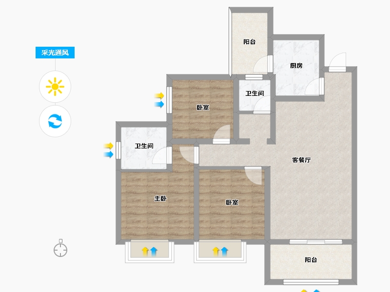 四川省-泸州市-玉蝉·国际城-83.09-户型库-采光通风