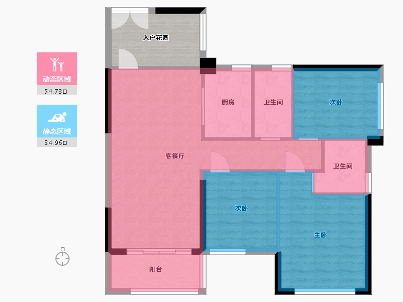 广东省-中山市-雅居乐枫璟美地-89.28-户型库-动静分区