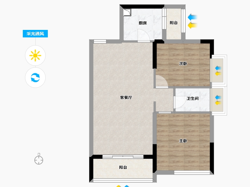 广东省-中山市-时代南湾北岸-65.90-户型库-采光通风