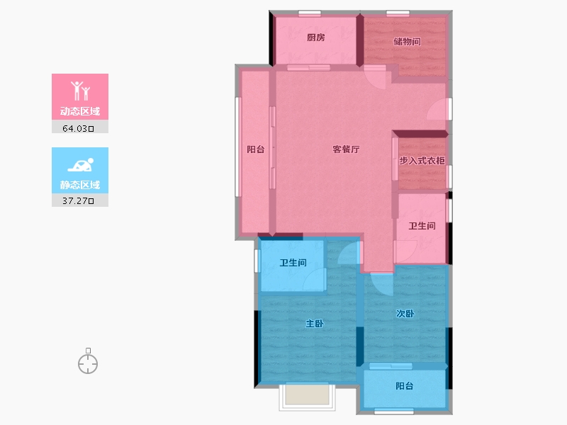 广西壮族自治区-桂林市-山水凤凰城-90.00-户型库-动静分区