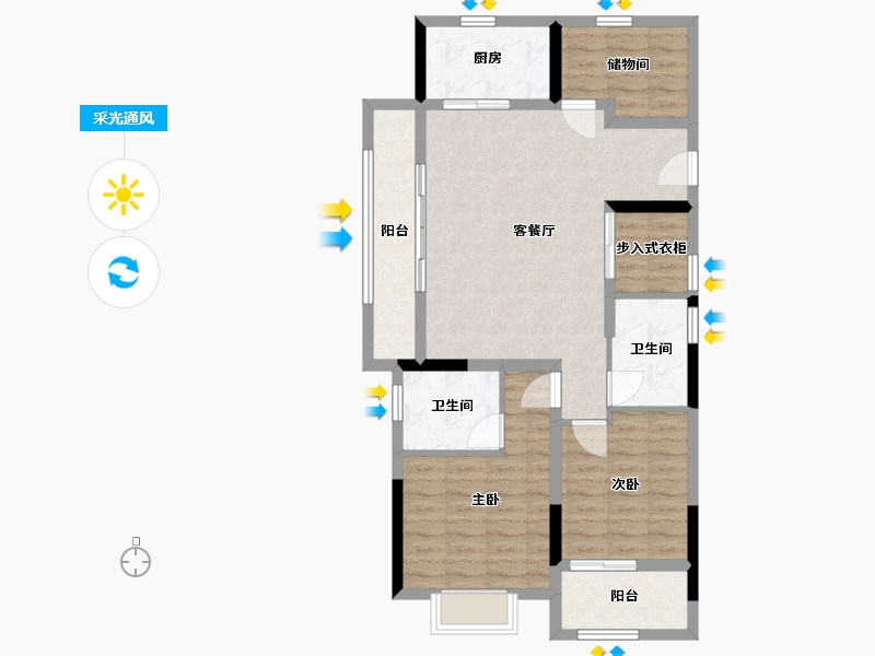 广西壮族自治区-桂林市-山水凤凰城-90.00-户型库-采光通风