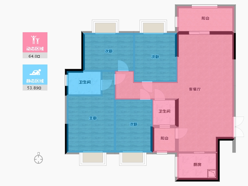 广西壮族自治区-南宁市-长岛800里香江-106.30-户型库-动静分区