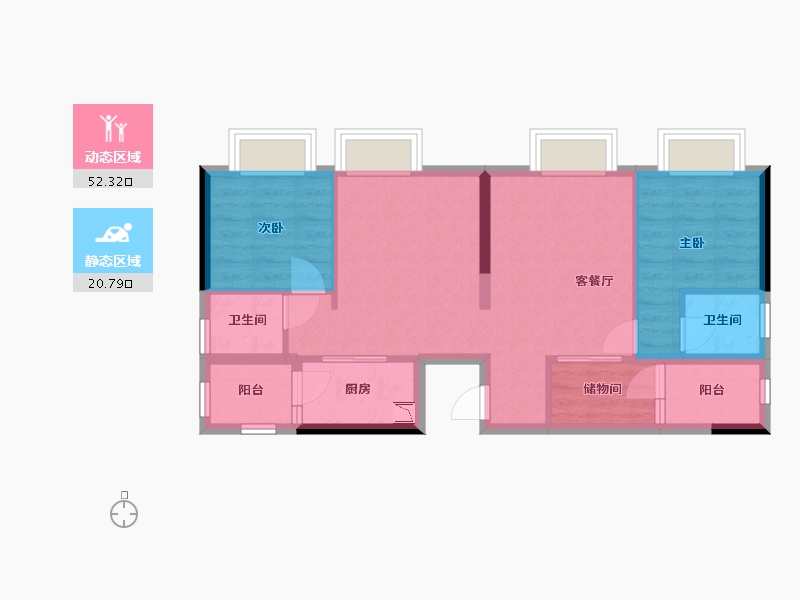 广西壮族自治区-南宁市-大嘉汇岭秀一方-64.37-户型库-动静分区