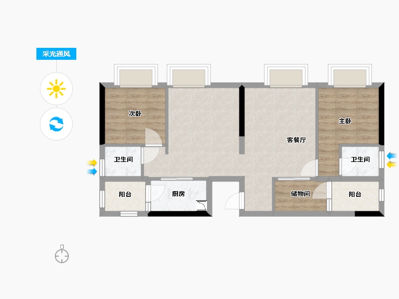 广西壮族自治区-南宁市-大嘉汇岭秀一方-64.37-户型库-采光通风