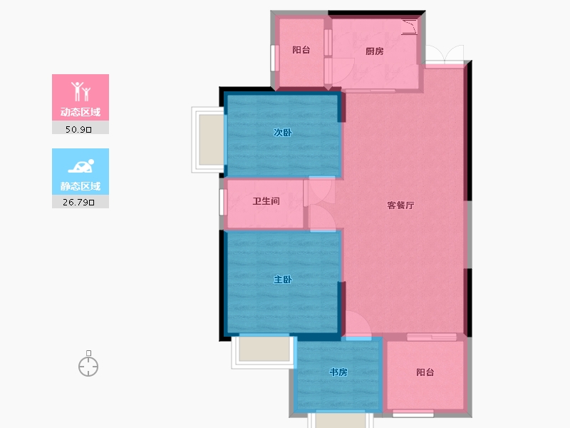 广西壮族自治区-南宁市-长岛800里香江-69.42-户型库-动静分区