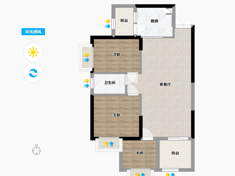 广西壮族自治区-南宁市-长岛800里香江-69.42-户型库-采光通风