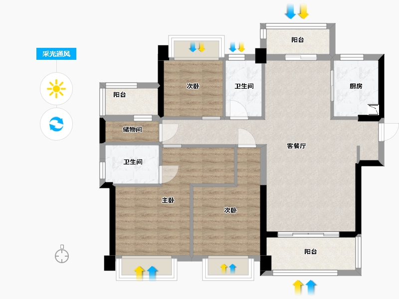 广东省-中山市-合景招商・映月台-92.00-户型库-采光通风