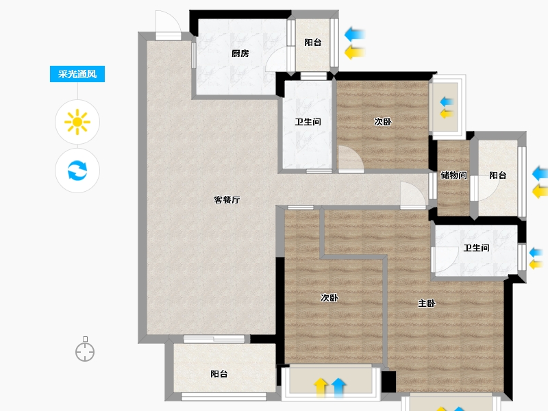 广东省-中山市-合景招商・映月台-91.20-户型库-采光通风