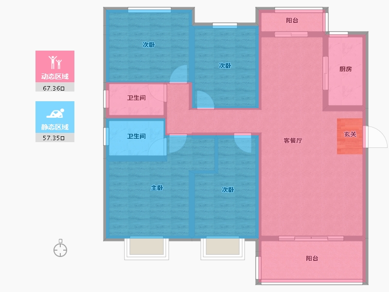 广东省-潮州市-潮安碧桂园-111.24-户型库-动静分区