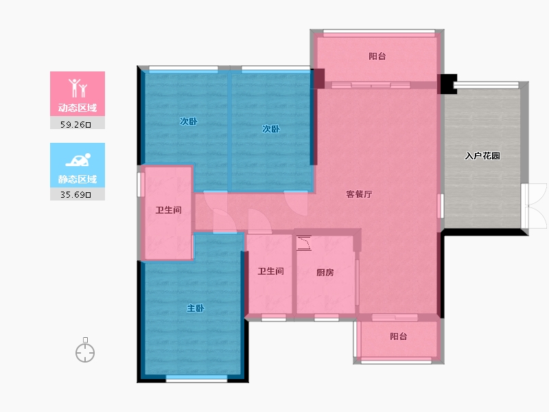 广东省-中山市-雅居乐枫璟美地-96.66-户型库-动静分区