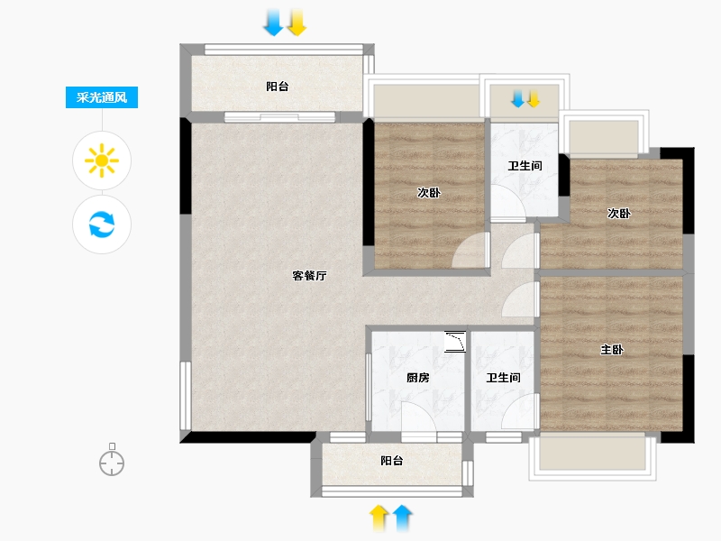 广东省-中山市-时代南湾北岸-78.05-户型库-采光通风