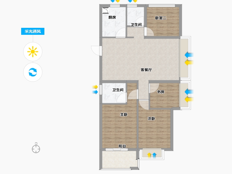 浙江省-杭州市-德信泊林春天-92.00-户型库-采光通风