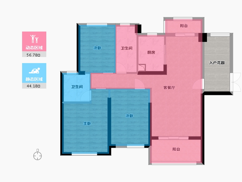 广东省-中山市-雅居乐枫璟美地-98.61-户型库-动静分区