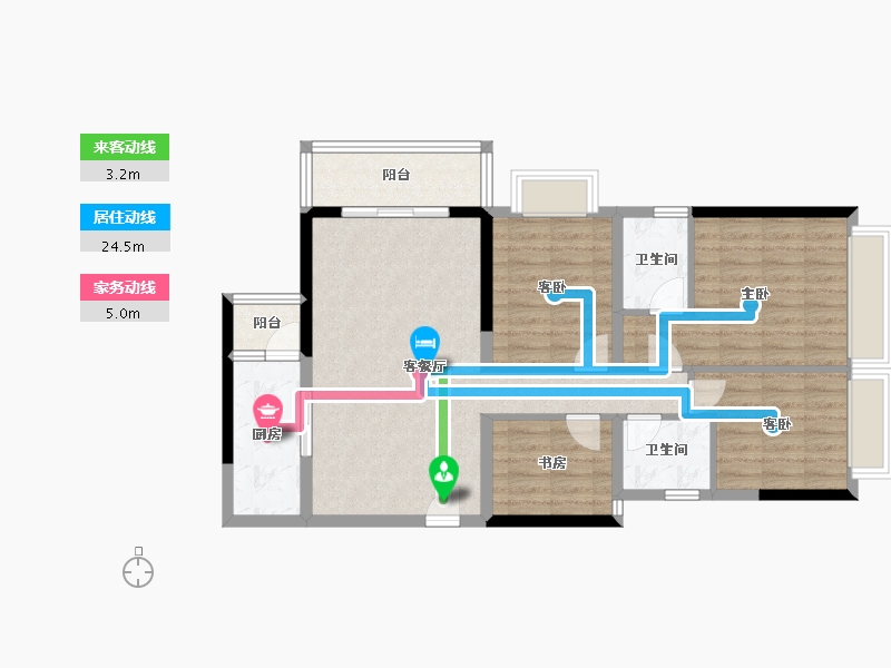 广西壮族自治区-南宁市-时代朝阳-90.27-户型库-动静线