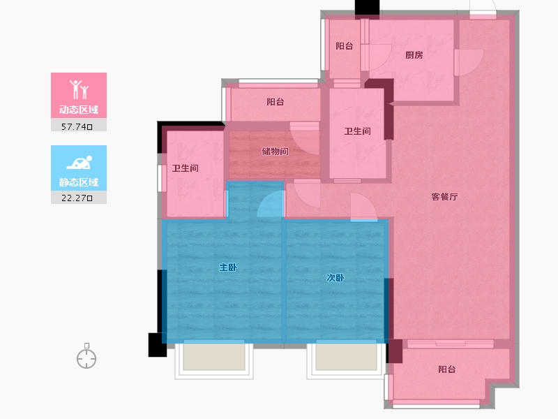 广东省-中山市-合景招商・映月台-70.49-户型库-动静分区