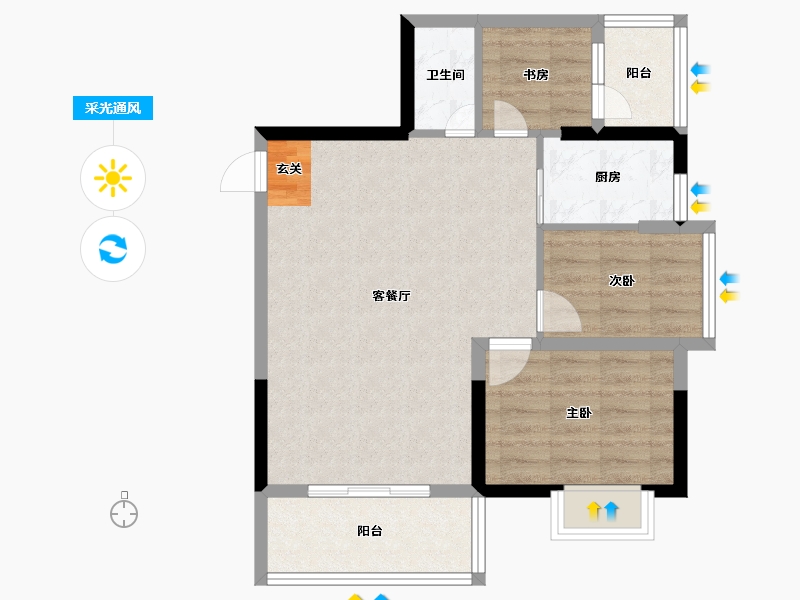 广东省-潮州市-朝晖华府-67.69-户型库-采光通风