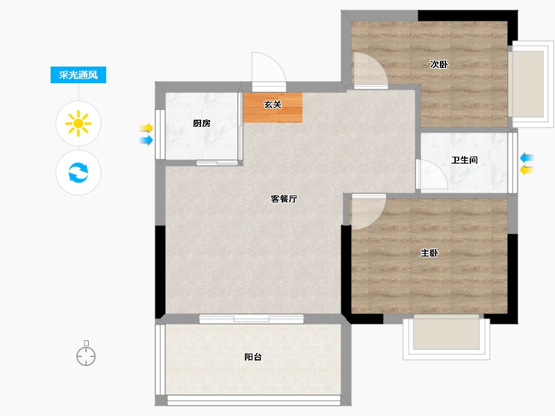 广东省-潮州市-朝晖华府-54.25-户型库-采光通风