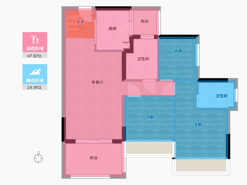 广东省-中山市-龙光・天禧-68.87-户型库-动静分区