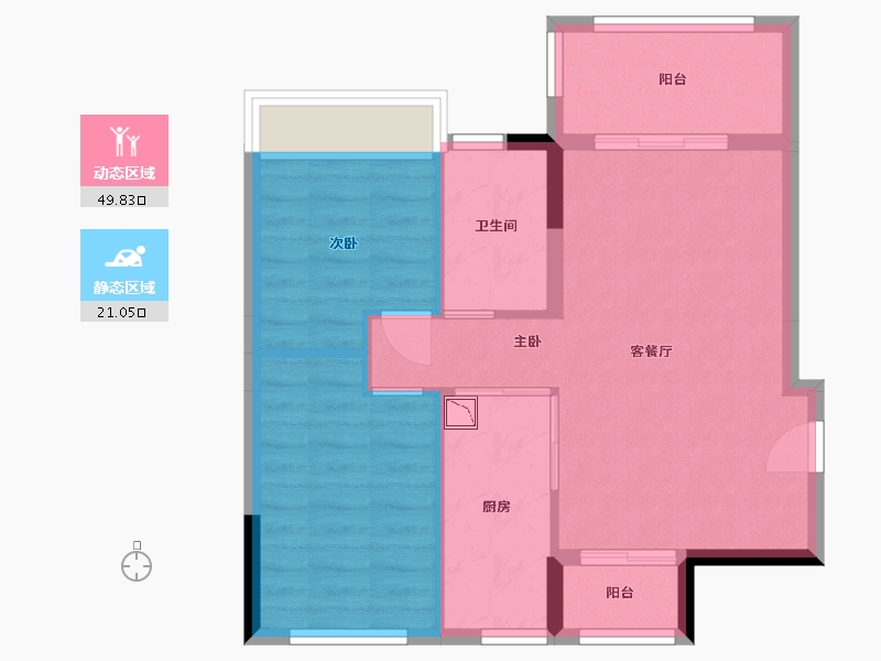 广东省-中山市-三乡·钰海绿洲-63.70-户型库-动静分区