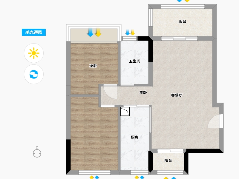 广东省-中山市-三乡·钰海绿洲-63.70-户型库-采光通风