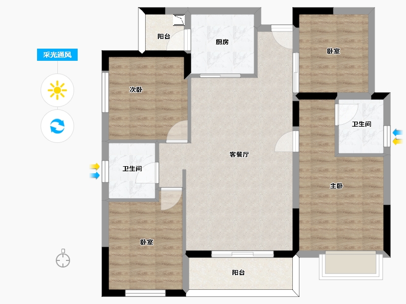 四川省-泸州市-均和美域-90.08-户型库-采光通风