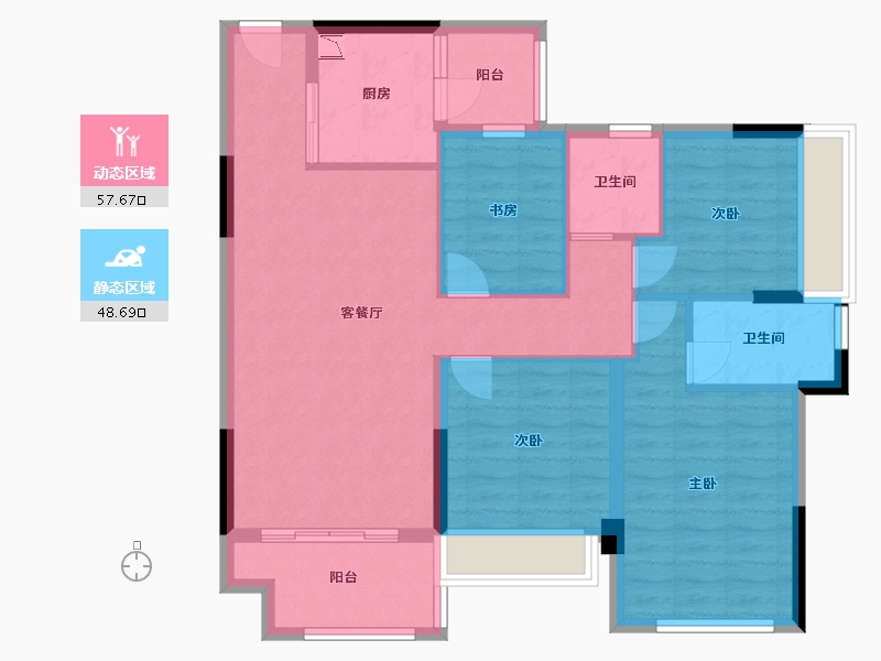 广东省-中山市-三乡·钰海绿洲-95.06-户型库-动静分区