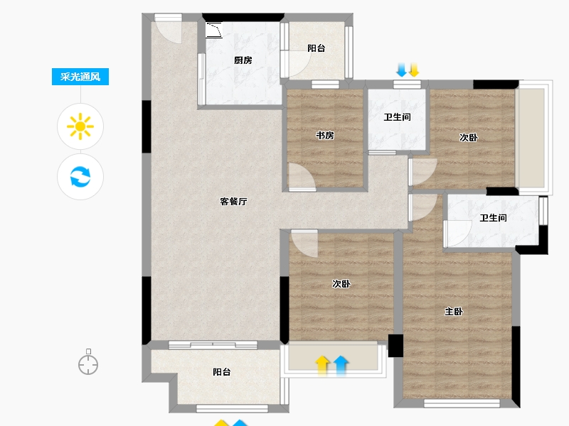 广东省-中山市-三乡·钰海绿洲-95.06-户型库-采光通风