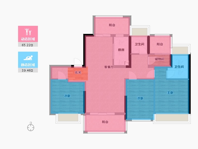 广东省-中山市-碧桂园星钻-92.57-户型库-动静分区