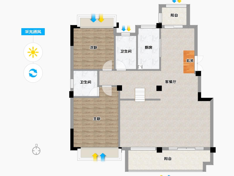 广西壮族自治区-桂林市-湘江壹號-110.75-户型库-采光通风