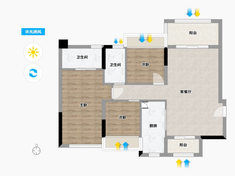 广东省-中山市-三乡·钰海绿洲-80.22-户型库-采光通风