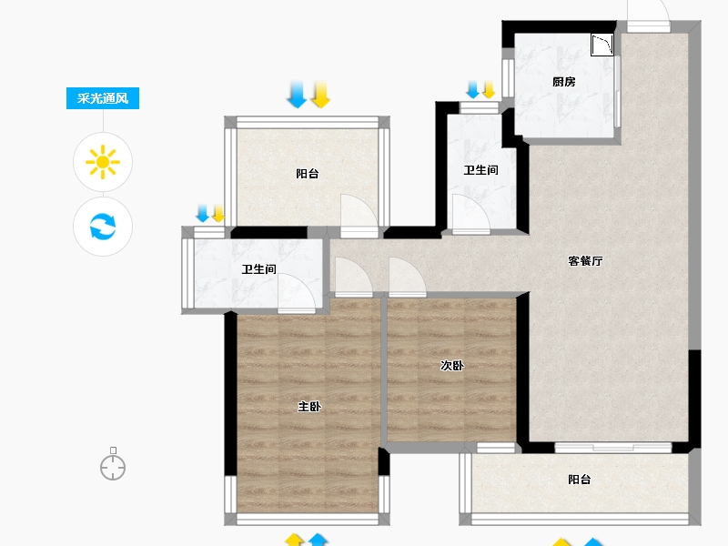 广西壮族自治区-南宁市-龙光玖誉湾-75.27-户型库-采光通风