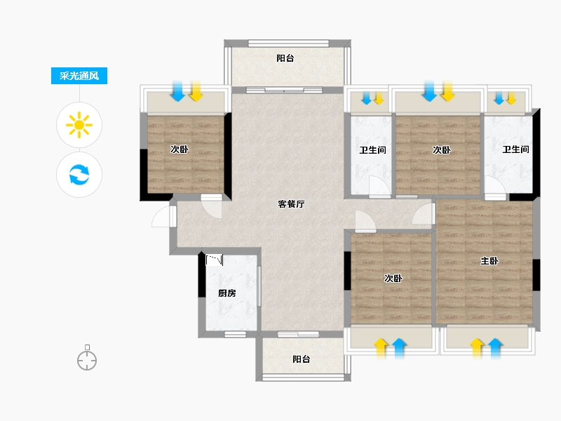 广东省-中山市-龙光・天禧-101.60-户型库-采光通风