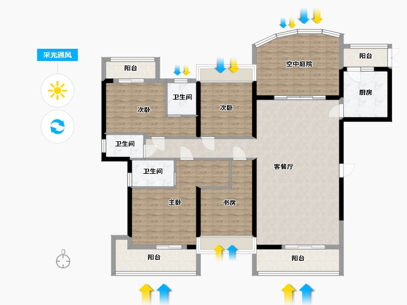 广东省-中山市-顺景·壹号院-156.00-户型库-采光通风