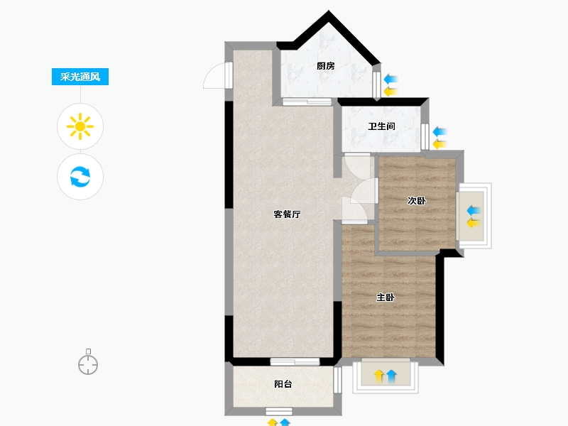 广西壮族自治区-北海市-碧桂园北海阳光-57.48-户型库-采光通风