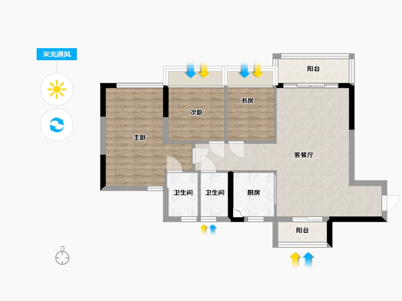 广东省-中山市-纯水岸-80.59-户型库-采光通风