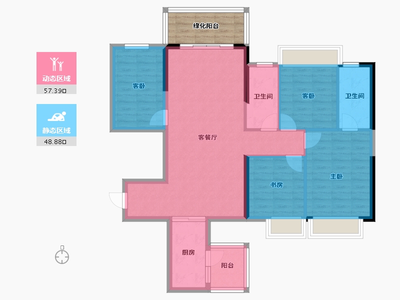 广西壮族自治区-南宁市-大和平华西茗城-102.04-户型库-动静分区